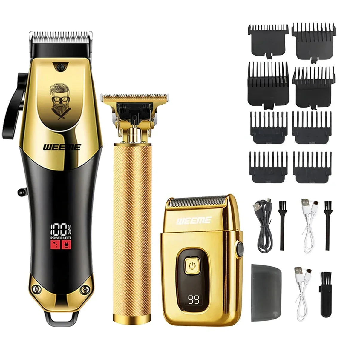 USB rechargeable hair clipper and beard trimmer kit