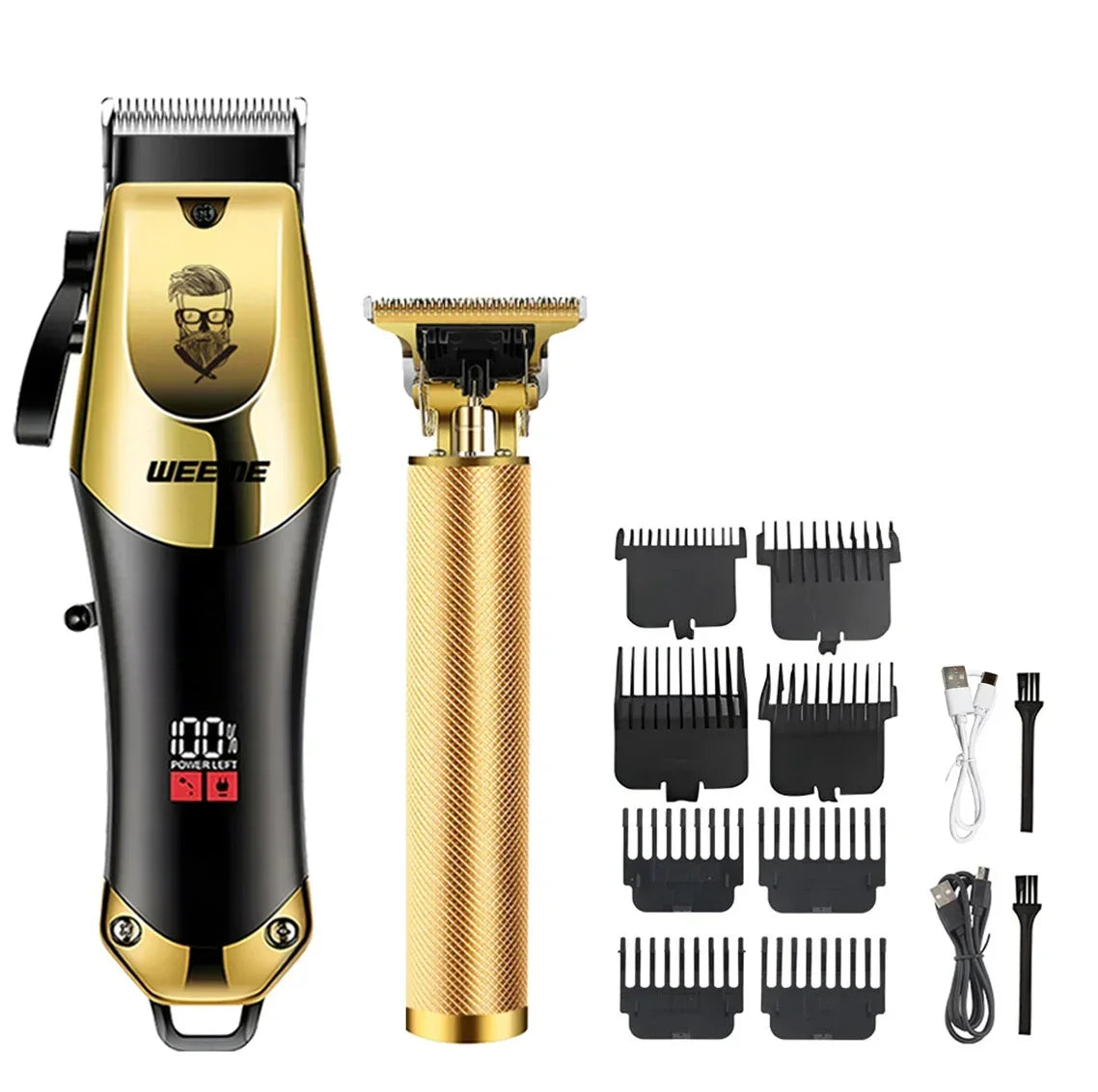 USB rechargeable hair clipper and beard trimmer kit
