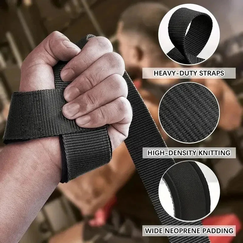 Adjustable weightlifting wrist straps, non-slip grip